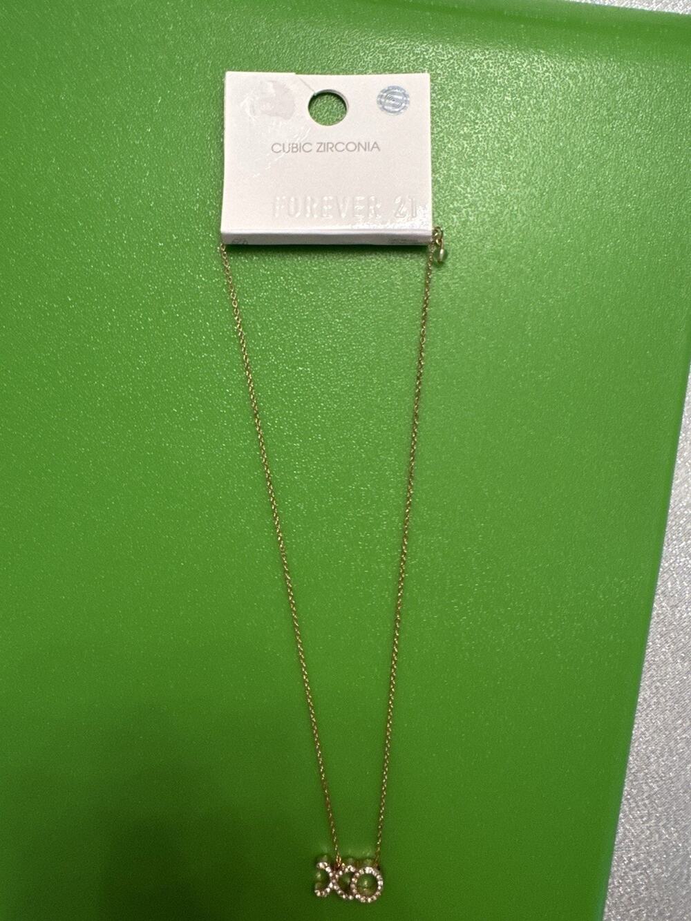 NWT Forever 21 XO Pendant Necklace Cubic Zirconia Dainty Layer